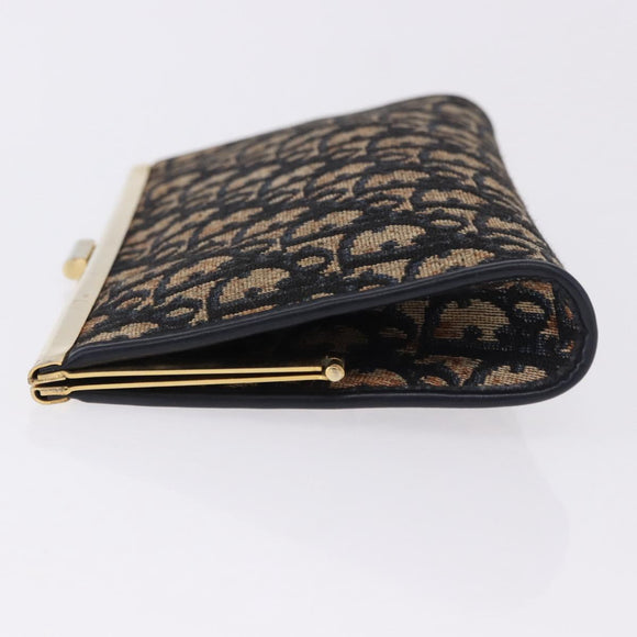 Christian Dior Trotter Canvas Clutch Bag Navy Gold Auth BA14475