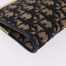Christian Dior Trotter Canvas Clutch Bag Navy Gold Auth BA14475-8