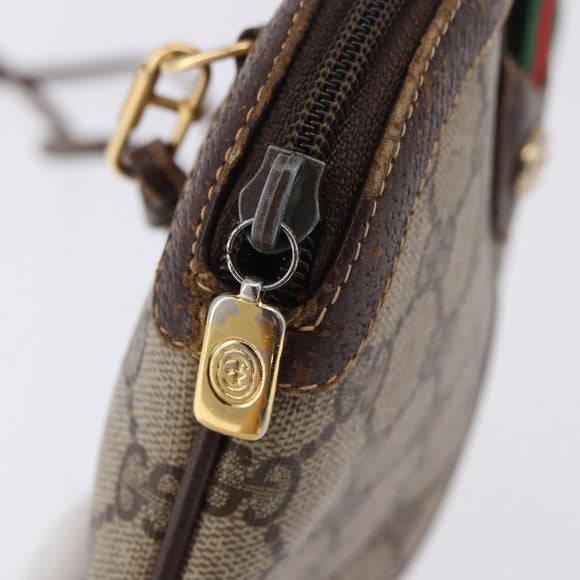 GUCCI GG Supreme Web Sherry Line Bag PVC Beige Gold 904 02 047 Auth BA14476