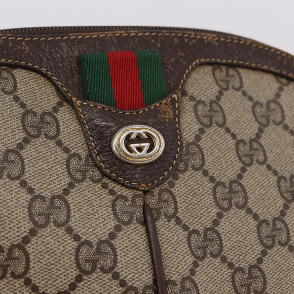GUCCI GG Supreme Web Sherry Line Bag PVC Beige Gold 904 02 047 Auth BA14476
