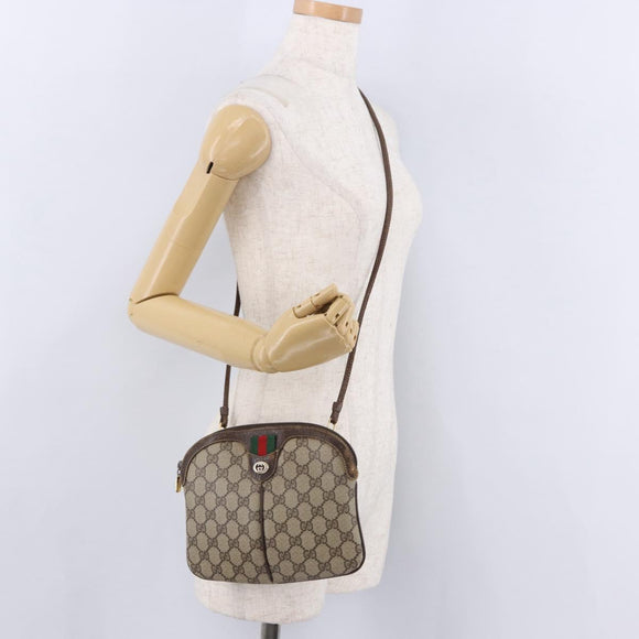 GUCCI GG Supreme Web Sherry Line Bag PVC Beige Gold 904 02 047 Auth BA14476