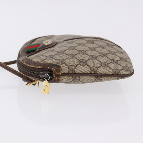 GUCCI GG Supreme Web Sherry Line Bag PVC Beige Gold 904 02 047 Auth BA14476