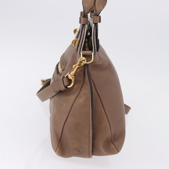 Chloe Hand Bag Leather 2way Brown Gold Auth BA14477A