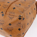 MCM Vicetos Logogram Tote Bag PVC Leather Brown Gold Auth BA14482A-14