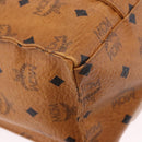 MCM Vicetos Logogram Tote Bag PVC Leather Brown Gold Auth BA14482A-15