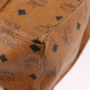 MCM Vicetos Logogram Tote Bag PVC Leather Brown Gold Auth BA14482A-16