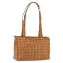 MCM Vicetos Logogram Tote Bag PVC Leather Brown Gold Auth BA14482A-1