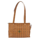 MCM Vicetos Logogram Tote Bag PVC Leather Brown Gold Auth BA14482A-13