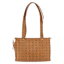 MCM Vicetos Logogram Tote Bag PVC Leather Brown Gold Auth BA14482A-2