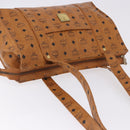 MCM Vicetos Logogram Tote Bag PVC Leather Brown Gold Auth BA14482A-6