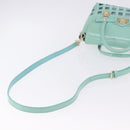 VERSACE Hand Bag Patent leather 2way Green Gold Auth BA14483-9
