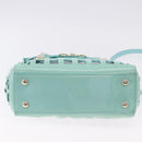 VERSACE Hand Bag Patent leather 2way Green Gold Auth BA14483-6