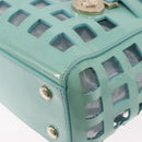 VERSACE Hand Bag Patent leather 2way Green Gold Auth BA14483-17