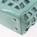 VERSACE Hand Bag Patent leather 2way Green Gold Auth BA14483-19