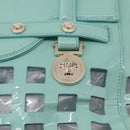 VERSACE Hand Bag Patent leather 2way Green Gold Auth BA14483-20