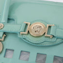 VERSACE Hand Bag Patent leather 2way Green Gold Auth BA14483-21