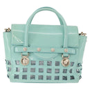 VERSACE Hand Bag Patent leather 2way Green Gold Auth BA14483-2