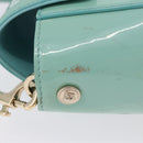 VERSACE Hand Bag Patent leather 2way Green Gold Auth BA14483-5