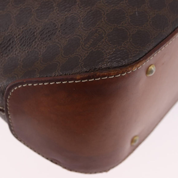 CELINE Macadam Canvas Shoulder Bag PVC Leather Brown Gold Auth BA14485