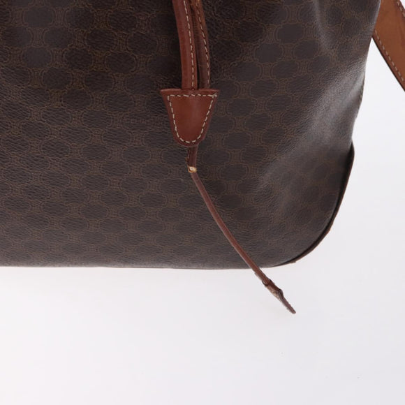 CELINE Macadam Canvas Shoulder Bag PVC Leather Brown Gold Auth BA14485