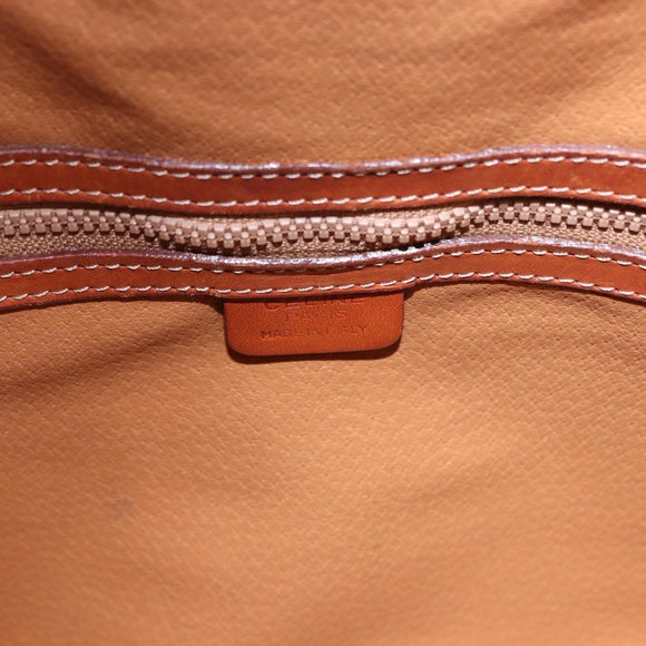 CELINE Macadam Canvas Shoulder Bag PVC Leather Brown Gold Auth BA14485