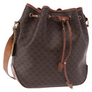 CELINE Macadam Canvas Shoulder Bag PVC Leather Brown Gold Auth BA14485-1