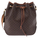 CELINE Macadam Canvas Shoulder Bag PVC Leather Brown Gold Auth BA14485-13