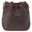 CELINE Macadam Canvas Shoulder Bag PVC Leather Brown Gold Auth BA14485-2