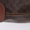 CELINE Macadam Canvas Shoulder Bag PVC Leather Brown Gold Auth BA14485-4