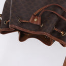 CELINE Macadam Canvas Shoulder Bag PVC Leather Brown Gold Auth BA14485-7