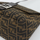 FENDI Zucca Canvas Mamma Baguette Shoulder Bag Brown Black Auth BA14486V-9