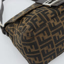 FENDI Zucca Canvas Mamma Baguette Shoulder Bag Brown Black Auth BA14486V-14