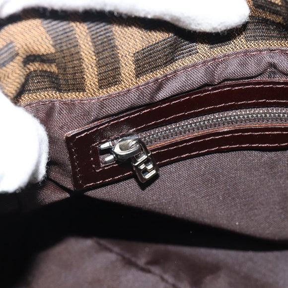 FENDI Zucca Canvas Mamma Baguette Shoulder Bag Brown Black Auth BA14486V