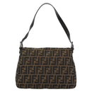 FENDI Zucca Canvas Mamma Baguette Shoulder Bag Brown Black Auth BA14486V-2