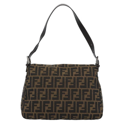 FENDI Zucca Canvas Mamma Baguette Shoulder Bag Brown Black Auth BA14486V - 0