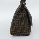 FENDI Zucca Canvas Mamma Baguette Shoulder Bag Brown Black Auth BA14486V-3