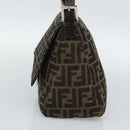 FENDI Zucca Canvas Mamma Baguette Shoulder Bag Brown Black Auth BA14486V-4