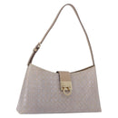 Salvatore Ferragamo Gancini Hand Bag Leather Gray Gold Auth BA14490A-1