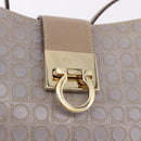 Salvatore Ferragamo Gancini Hand Bag Leather Gray Gold Auth BA14490A-14