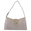 Salvatore Ferragamo Gancini Hand Bag Leather Gray Gold Auth BA14490A-2