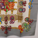 HERMES Carre 90 Scarf ”LES RUBANS DU CHEVAL” Silk Gray Auth BA14492-10