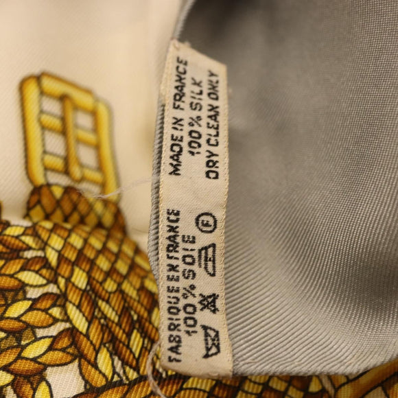 HERMES Carre 90 Scarf ”LES RUBANS DU CHEVAL” Silk Gray Auth BA14492