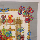 HERMES Carre 90 Scarf ”LES RUBANS DU CHEVAL” Silk Gray Auth BA14492-4