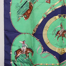 HERMES Carre 90 Scarf ”Pampa” Silk Green Auth BA14493-5