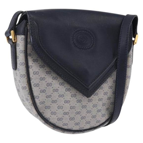 GUCCI Micro GG Supreme Shoulder Bag PVC Navy Gold 007 261 0081 Auth BA14494