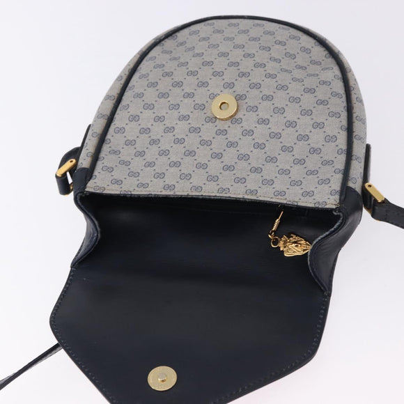 GUCCI Micro GG Supreme Shoulder Bag PVC Navy Gold 007 261 0081 Auth BA14494