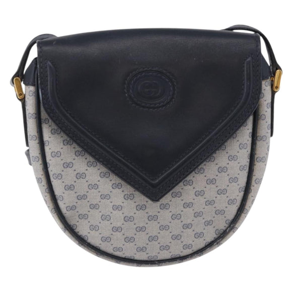 GUCCI Micro GG Supreme Shoulder Bag PVC Navy Gold 007 261 0081 Auth BA14494