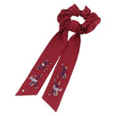 HERMES Shush Hair Tie Silk Knight's Constellation Bordeaux Auth BA14501M-1