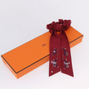 HERMES Shush Hair Tie Silk Knight's Constellation Bordeaux Auth BA14501M-12