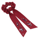 HERMES Shush Hair Tie Silk Knight's Constellation Bordeaux Auth BA14501M-13
